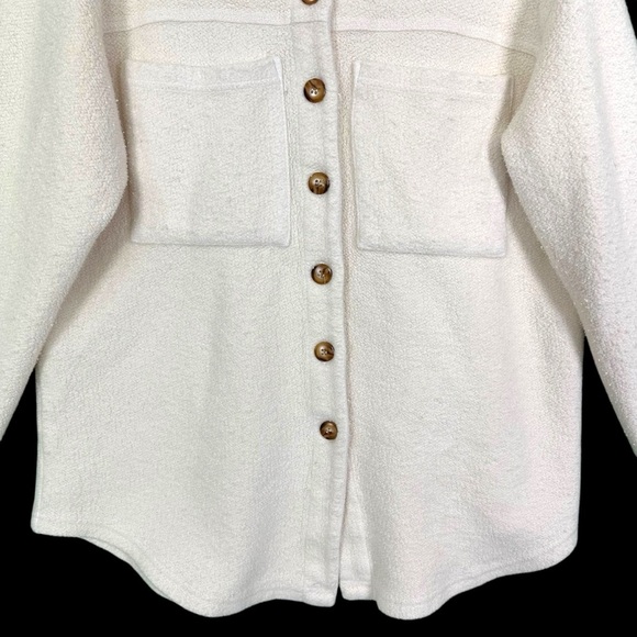 Monrow Revolve Cream Teddy Fleece Boucle Cotton Shacket Jacket Womens Size M‎ - Picture 13 of 15